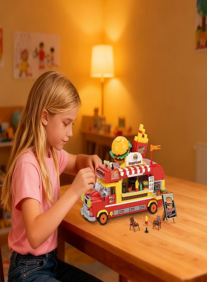 Mov stone Friends Burger Truck Building Set - Compatible with Lego City, Creative Fast Food Truck Playset for Girls, Fun Pretend Play Gift for Kids Ages 6+ - Image 4